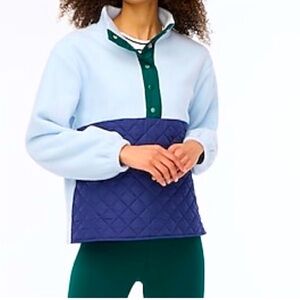 J. Crew Blue Pullover Quilted Half Zip Sherpa Sweater NWT, SZ S